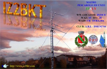 QSL card of IZ2BKT: Mauro, Pescarolo ed Uniti, locator JN55CE